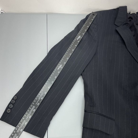 Jos A Bank Blazer Sport Coat Suit Jacket Gordon Wool Striped Black Mens 50L - Picture 11 of 12
